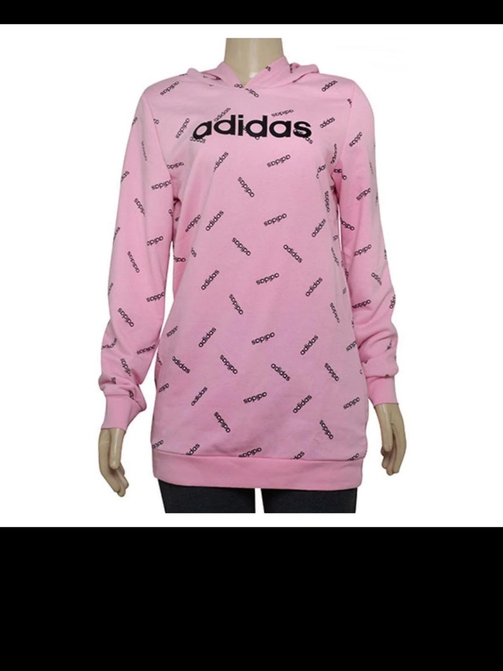 adidas Pink All-Over Logo Hooded Sweatshirt tunic dress